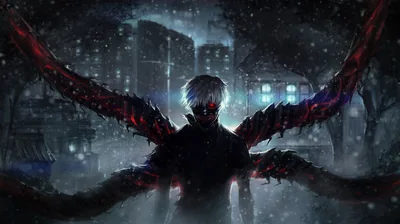 Kaneki Unleashed in a Rainy City HD Wallpaper
