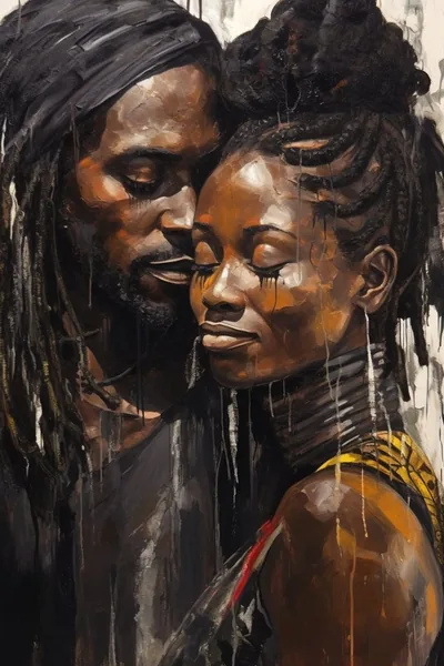 Embrace in Contrast A Celebration of Black Love Digital Art