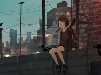 Anime Girl Sitting Alone Wallpapers