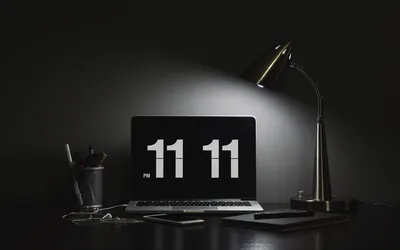 Desk Lamp Over a Laptop at Night HD Wallpaper