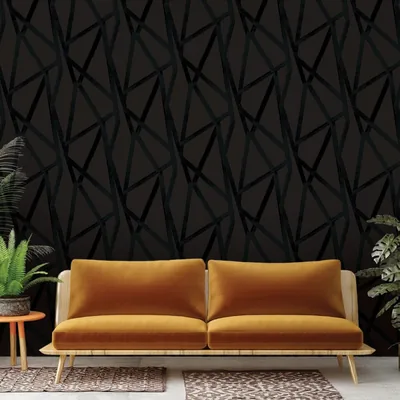 Intersections Self Adhesive Wallpaper in Black on Black