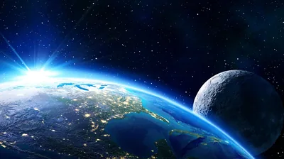 Planet and Moon at Sunrise HD Wallpaper