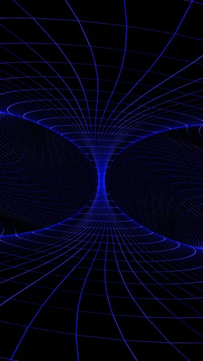 A blue spiral pattern on a black background