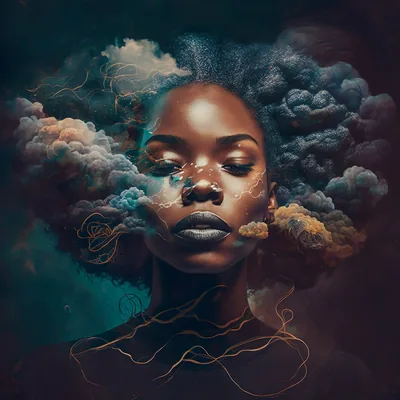 Black Woman Art Print Abstract Portrait, Home Decor digital Etsy