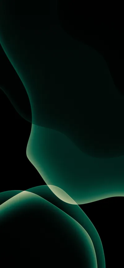 Deep Green Fluid Shapes on Black HD Phone Wallpaper