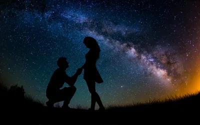 Romantic Proposal Silhouette Wallpaper HD Love Background