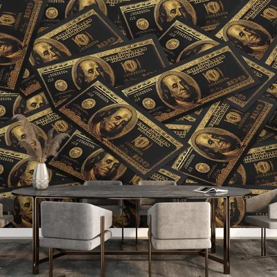 Reateforin Black Gold Money Wallpaper for Mens Bedroom Home Decor 100 Dollar Bill Wallp