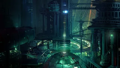 Green Industrial Complex at Night HD Wallpaper