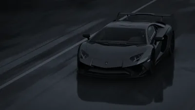 Aventador SV on a Wet Road at Night HD Wallpaper