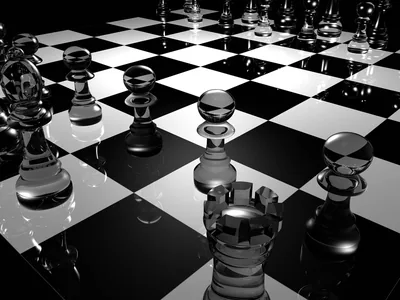 Glass Chess Pieces on a Board HD Wallpaper