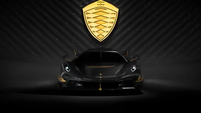 Koenigsegg Jesko Beneath a Gold Crest HD Wallpaper